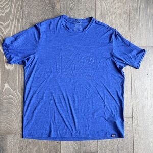 Patagonia Capiline Cool Daily Short Sleeve T-Shirt 50+ UPF in Blue/Silver XL
